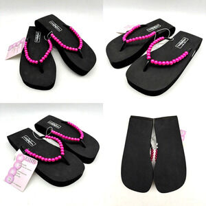 NWT Vintage 90s Y2K Xhilaration Platform Pink Pearl Strap Flip Flop Sandals 7